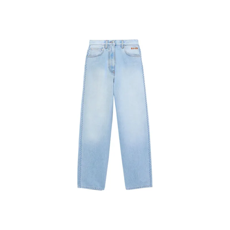 MSGM Logo embroidered Mid rise Jeans-0