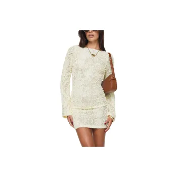 PRINCESS POLLY COOLIBAH LONG SLEEVE MINI DRESS Long-Sleeved Dresses Women's CREAM/Cream