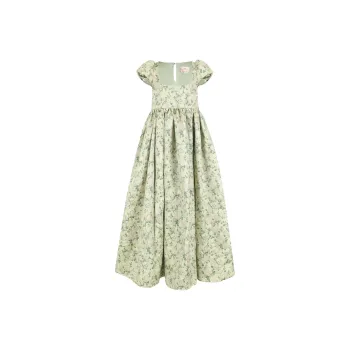 Selkie Collection x Bridgerton FW24 Short Sleeved Dresses Women's ELOISE Green Base Constant Color Jacquard