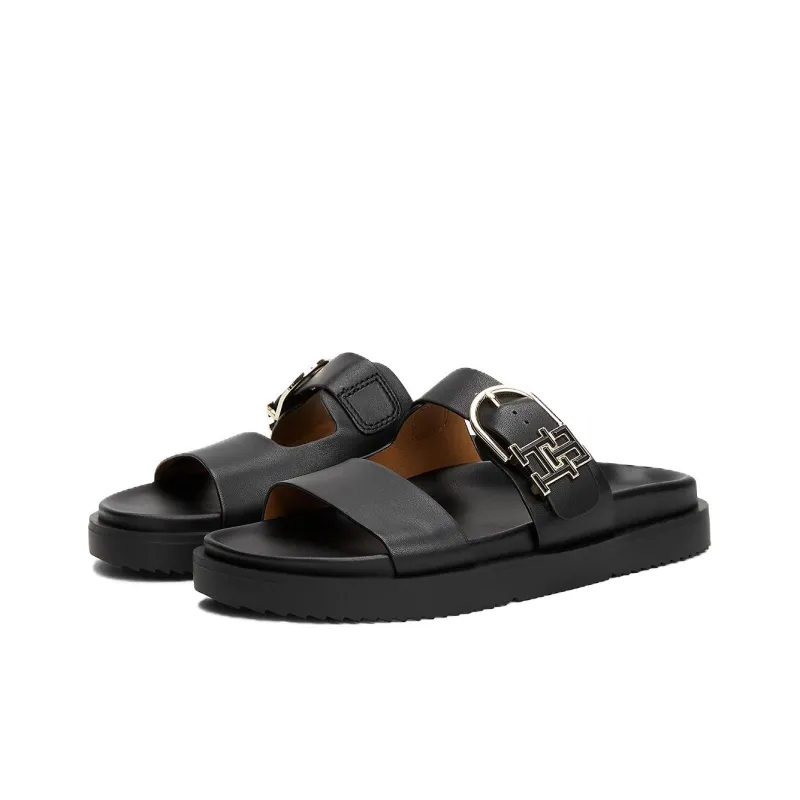 Tommy Hilfiger TH Monogram Slide Slippers Women's Black-2