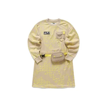 FILA FUSION FILA FUSION X WM White Mountain Collaboration Long Sleeved Dresses Women's Gold Night Cherry