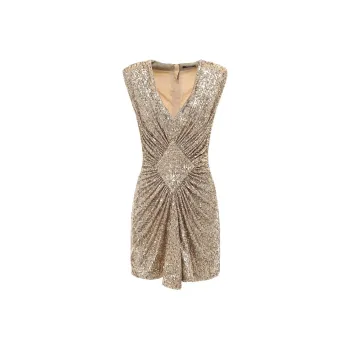 BALMAIN Sleeveless Dresses Women's Gold