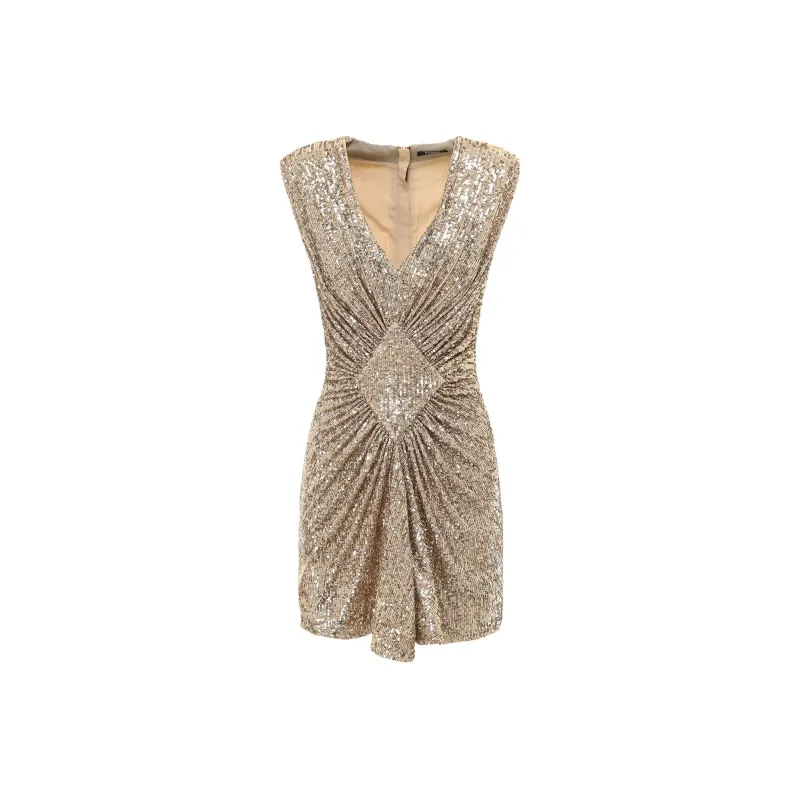 BALMAIN Sleeveless Dresses Women's Gold-0
