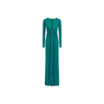 Roberto Cavalli Plunging ConcealedV neck Gown