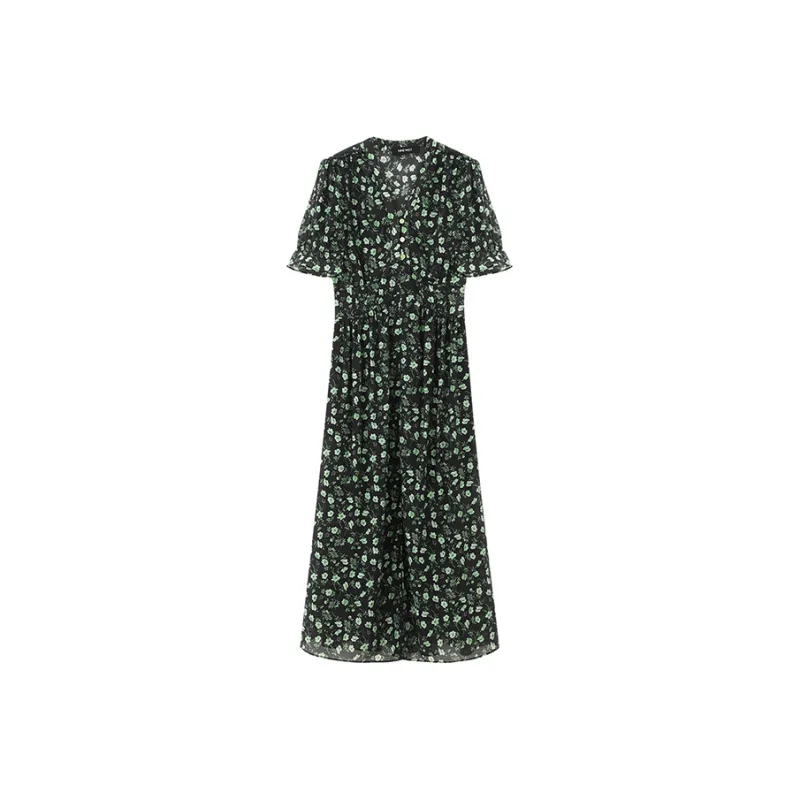 NINE WEST Short Sleeved Dresses Women's Black Green-0
