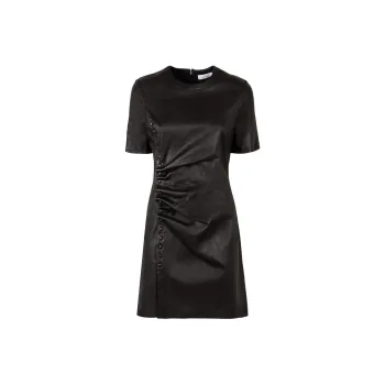 Paco Rabanne Short Gathered Leather Dress