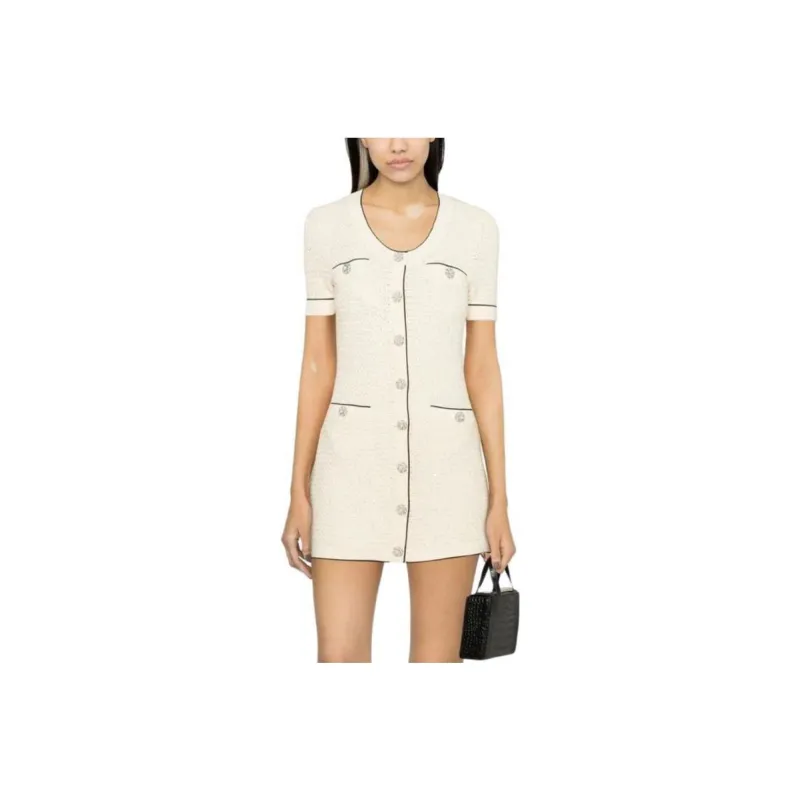 Self portrait Short Sleeved Dresses Women's Ecru-0