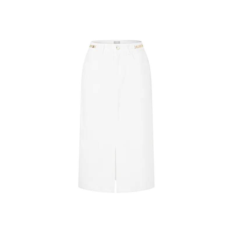 RARE Denim Long Skirts Women's White-0