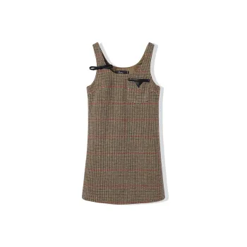 LA CRAWFISH Slip Dresses Women's Coffee Plaid