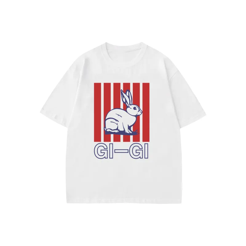 H.V.G.A T Shirts Unisex White Lucky Rabbit-0