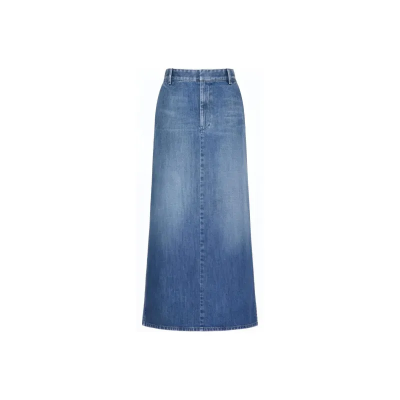 Valentino SS24 Denim Long Skirt Women's Blue-0