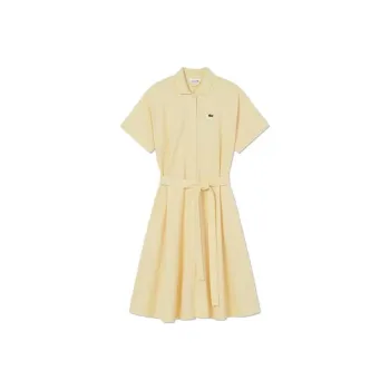LACOSTE Short Sleeved Dresses Women's Beige Yellow