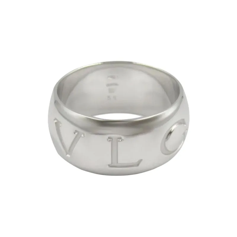 BVLGARI 2010s 18K White Gold Monologo Ring-1