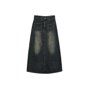 eggka Denim Long Skirts Women's Dark Blue