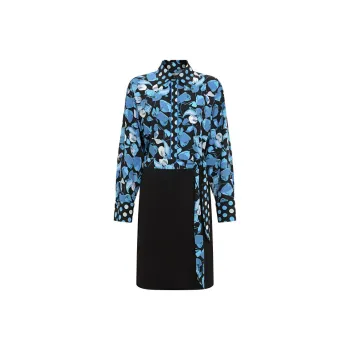 DVF Diane Von Furstenberg SS24 Long-Sleeved Dresses Women's Sapphire Blue