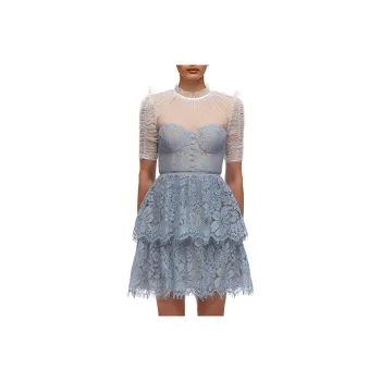 Self portrait Short Sleeved Dresses Women's Haze Blue