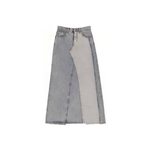 MM6 Maison Margiela Logo-Patch Slit Denim Maxi Skirt