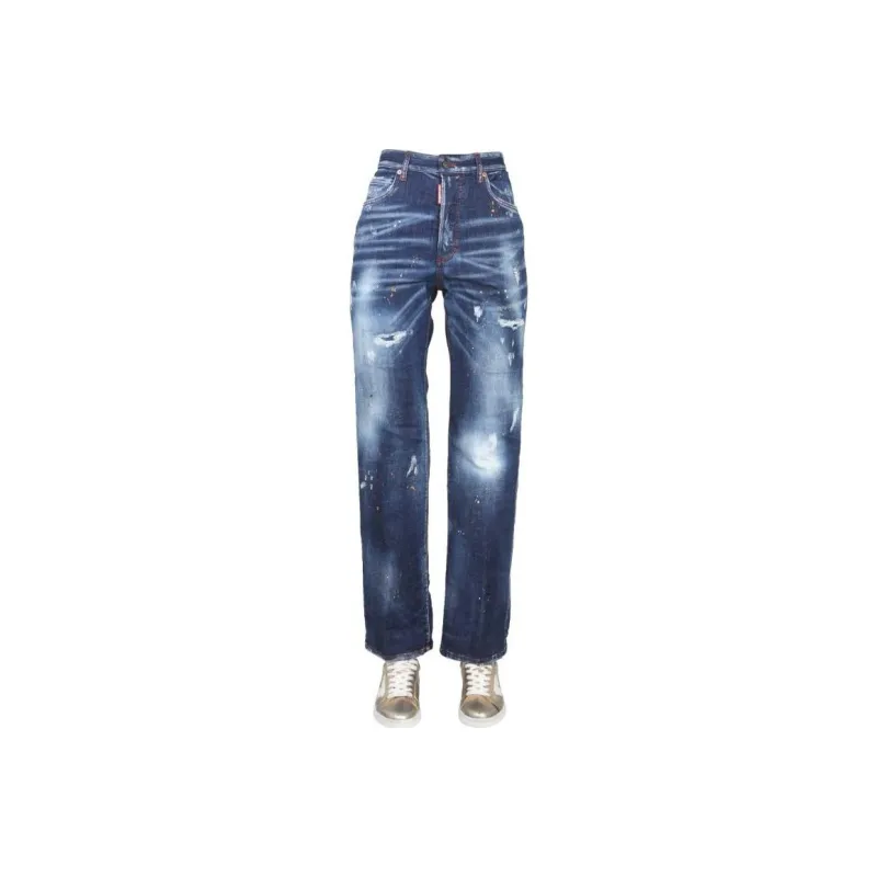DSQUARED 2 Distressed Straight Leg Jeans-0