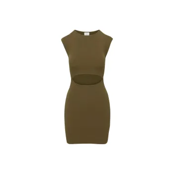 ARITZIA Wilfred Free Cut-Out Knit Mini Dress Short-Sleeved Dresses Women's Rustic Brown/Simple Brown