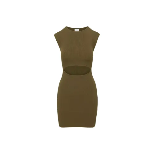 ARITZIA Wilfred Free Cut-Out Knit Mini Dress Short-Sleeved Dresses Women's Rustic Brown/Simple Brown