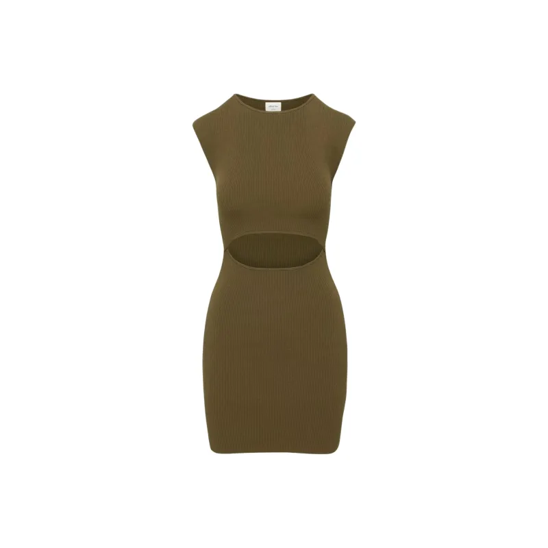 ARITZIA Wilfred Free Cut-Out Knit Mini Dress Short-Sleeved Dresses Women's Rustic Brown/Simple Brown-0