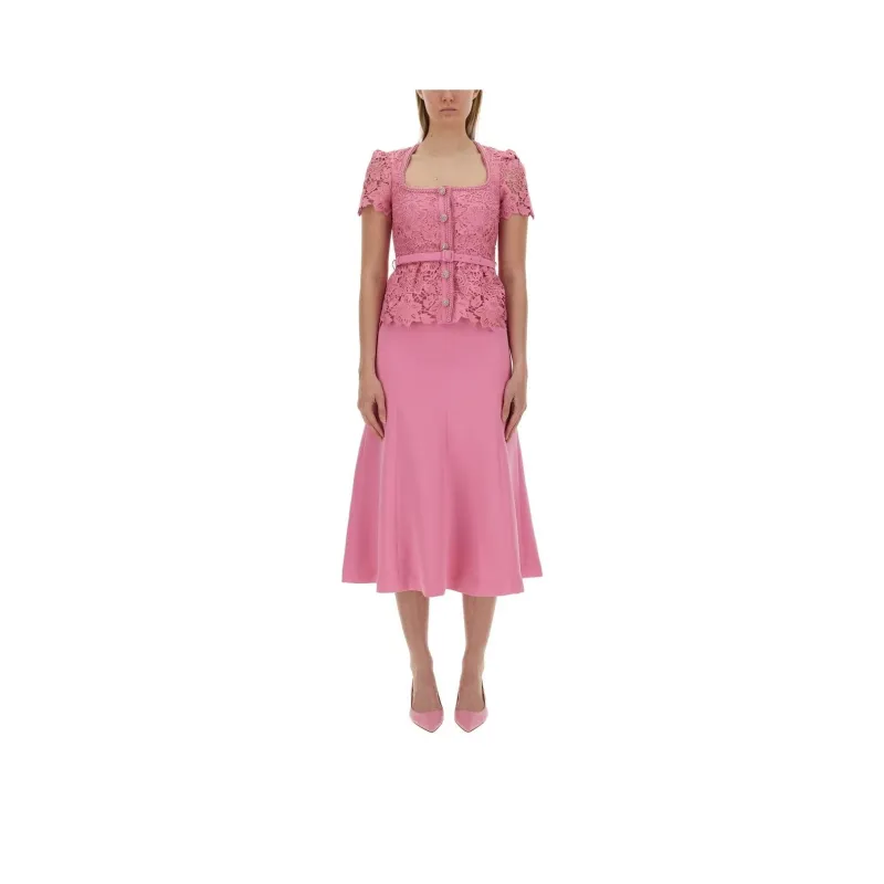 Self-portrait Floral-lace Belted Midi Dress-0