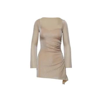 PRINCESS POLLY DONELLI LONG SLEEVE MINI DRESS Long-Sleeved Dresses Women's CHAMPAGNE/Champagne