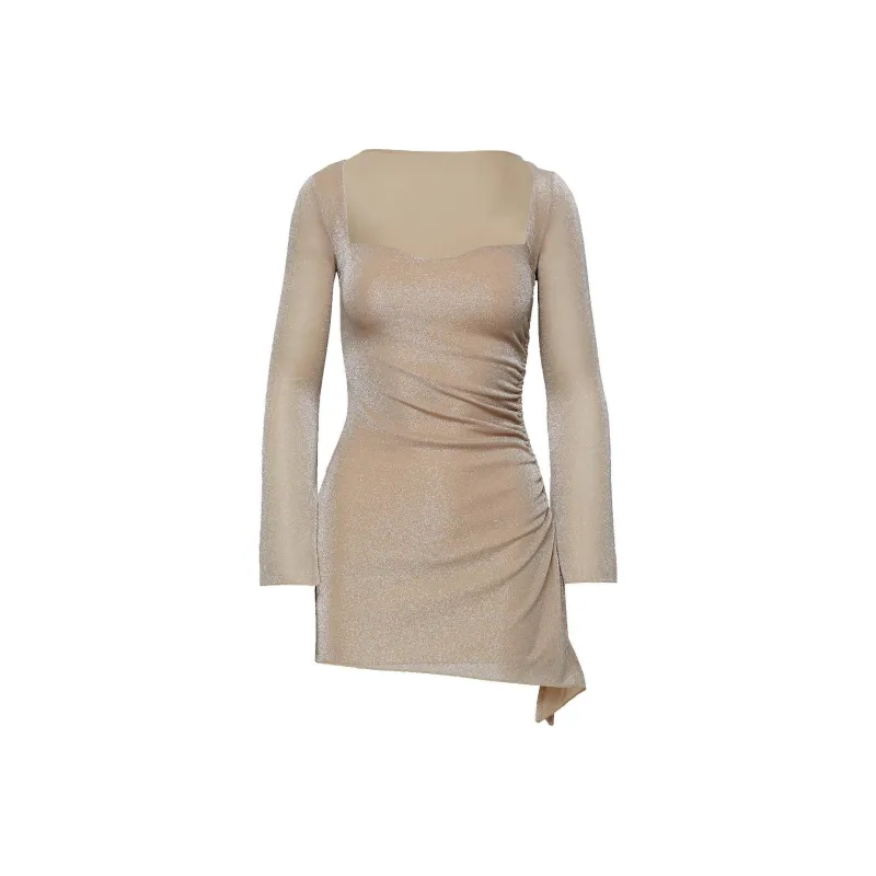PRINCESS POLLY DONELLI LONG SLEEVE MINI DRESS Long-Sleeved Dresses Women's CHAMPAGNE/Champagne-0