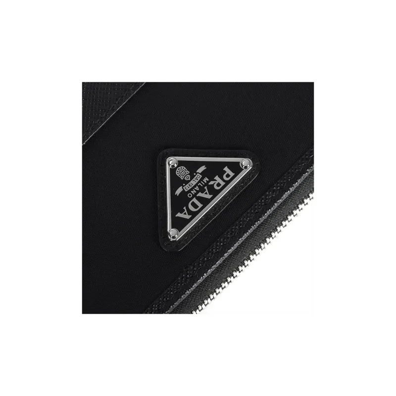 PRADA Nylon And Saffiano Leather Coin Purse Men's Black-4