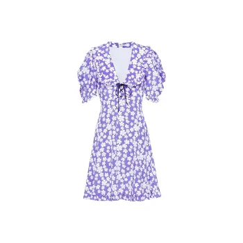 MIU MIU SS22 Short Sleeved Dress Women's Purple