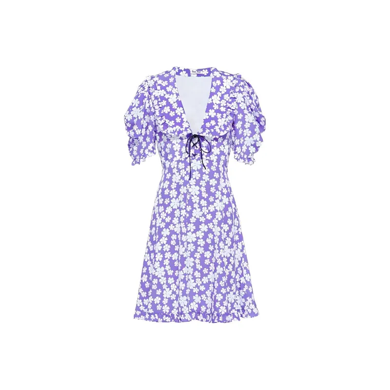 MIU MIU SS22 Short Sleeved Dress Women's Purple-0