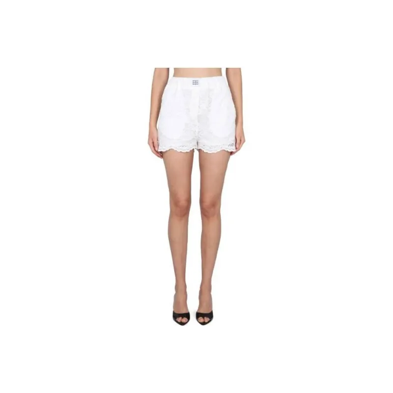 MSGM Logo Patch Elasticated Waistband Laced Shorts-0