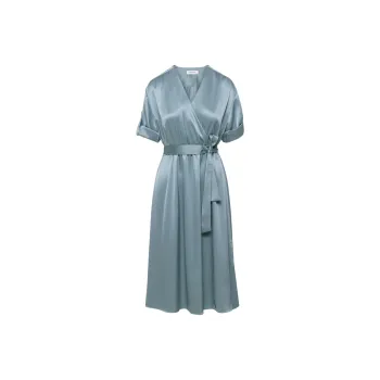 ARITZIA Babaton Armoire Satin Dress Short-Sleeved Dresses Women's Slab Blue/Board Blue