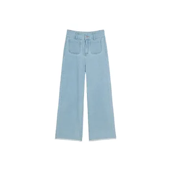 MEETLADY Wide Leg Jeans Women's Light Denim Blue