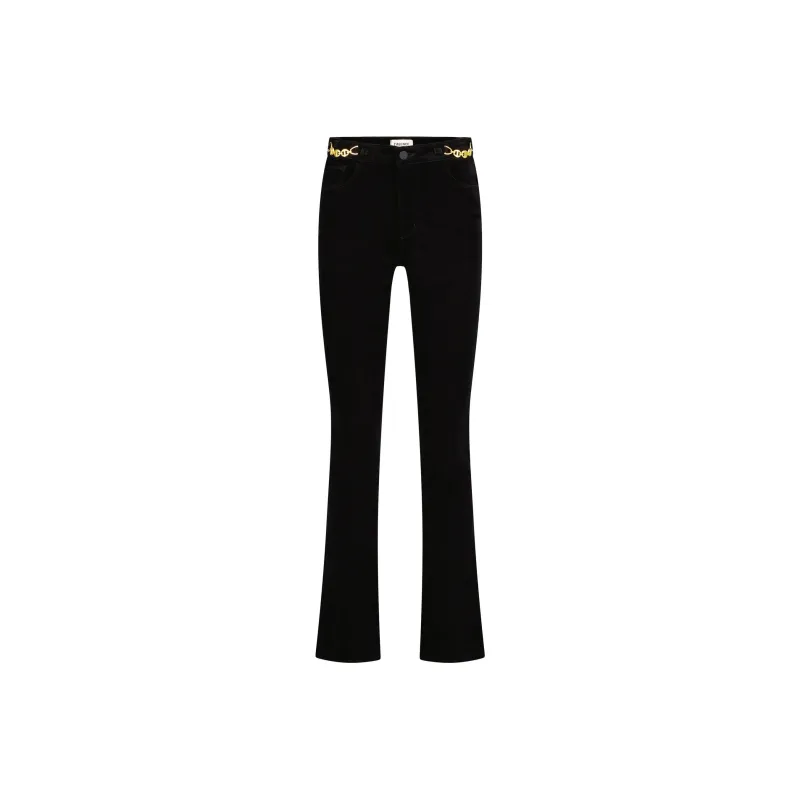 L'AGENCE Stevie Chain link Flared Velvet Trousers-0