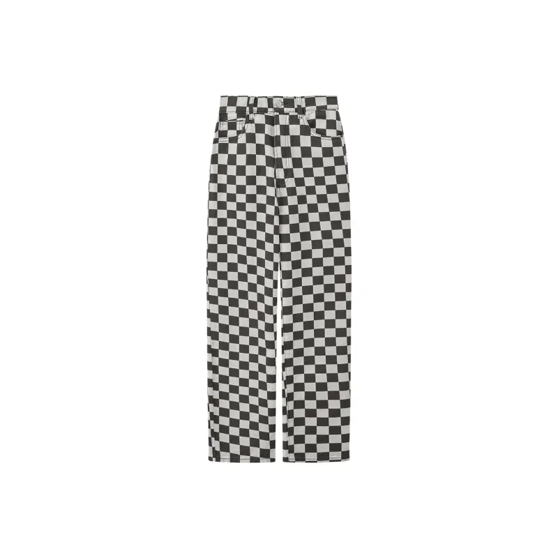 CHUU Jeans Women's Black White Plaid-0