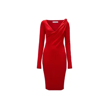 JW Anderson V Neck Ruched Midi Dress