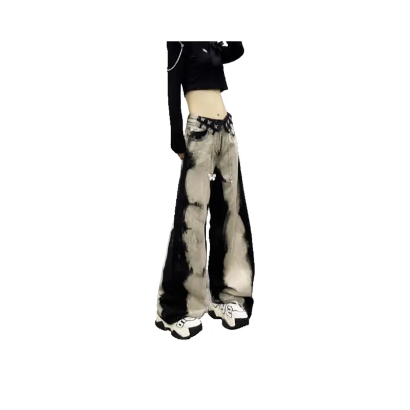 KUNZHUDAXIANG Jeans Unisex Smudge Black-0