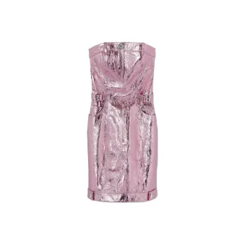 VERSACE X Dua Lipa Crinkled leather Minidress