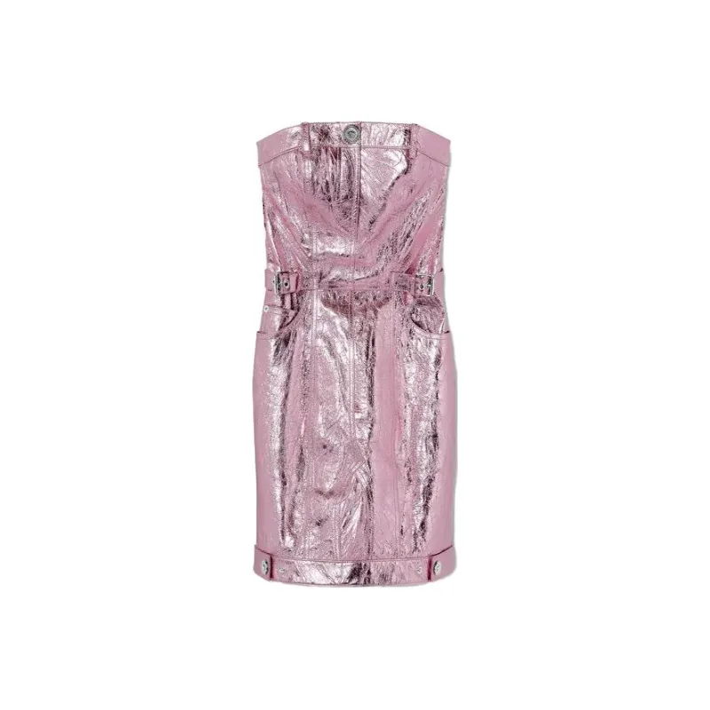 VERSACE X Dua Lipa Crinkled leather Minidress-0