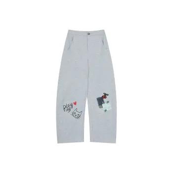ELF SACK Casual Pants Women's Vintage Light Gray