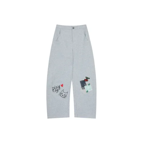 ELF SACK Casual Pants Women's Vintage Light Gray
