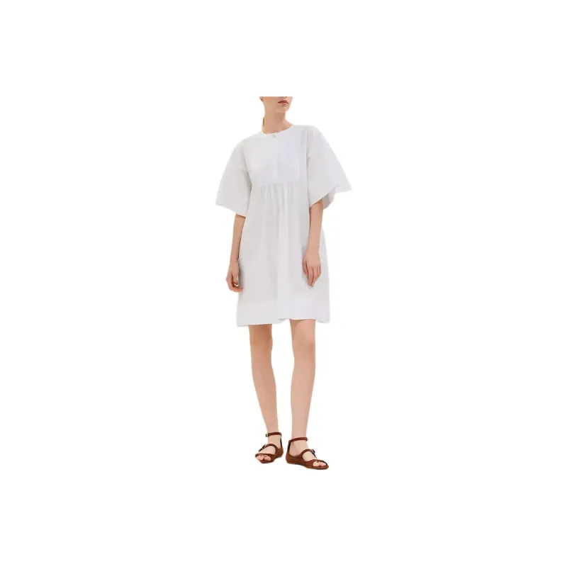 HERMES Short Sleeved Dress Women's White-0