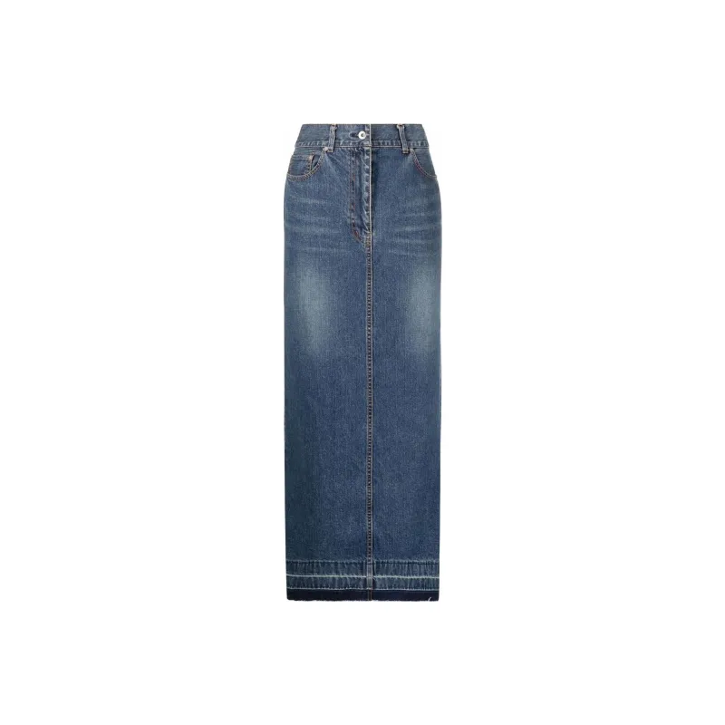 Sacai Denim Long Skirts Women's Blue-0