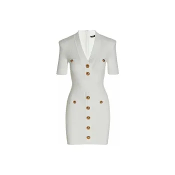 BALMAIN Knitted Button-embellished Minidress