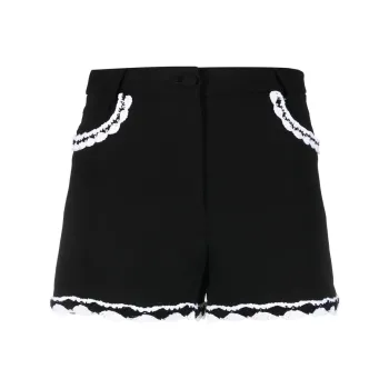 MOSCHINO High-Waist Lace-Trim Buttoned Shorts