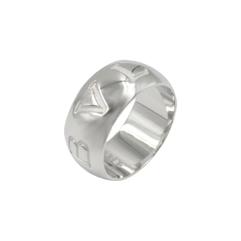 BVLGARI 2010s 18K White Gold Monologo Ring-2