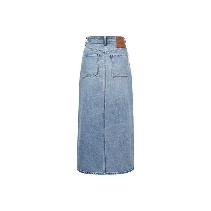 ONLY Denim Long Skirts Women's 350 Washed Denim Blue 350 JEANS BLUE-0