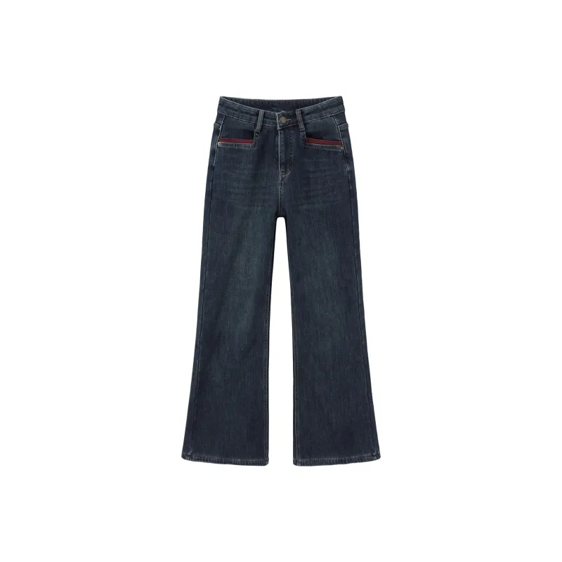 HDFULERN Jeans Women's Vintage Blue-0