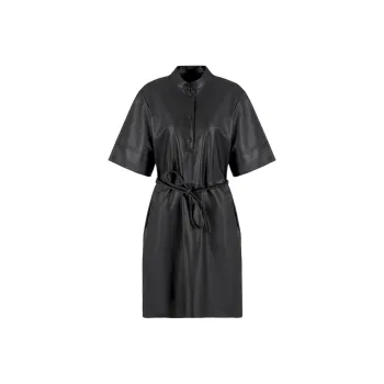 EMPORIO ARMANI Short sleeved Dress In Semi aniline Lambskin Nappa Leather With A Belt